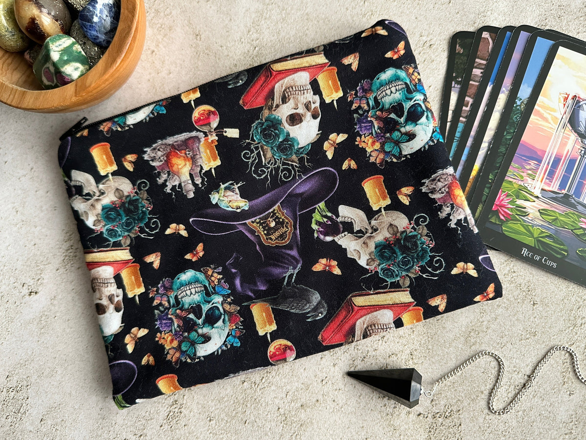 Witchy Tarot Card Bag With Zipper - Tarot Deck Storage Bag